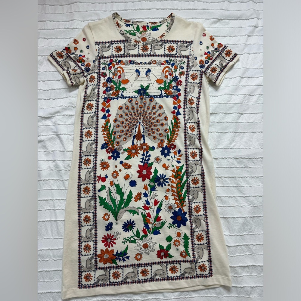 Tory Burch Cream Floral Embroidered Midi Dress